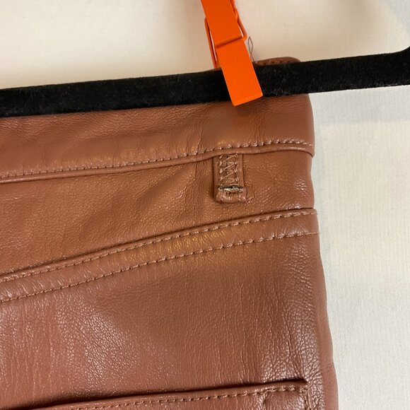 Wilfred Vegan Leather Pants 8 Brown Straight Leg Pockets - Picture 11 of 12